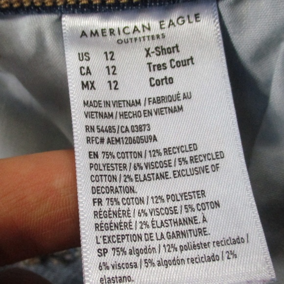 American Eagle Jeans Women's 12 X-Short Dark Wash Curvy Kick Boot Stretch Denim - Picture 8 of 8